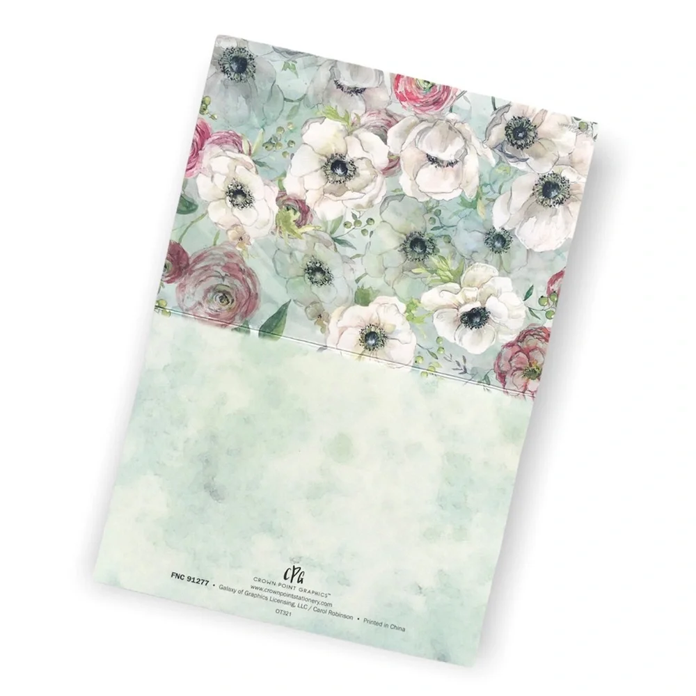 Crown Point Graphics Mauve & Sage Florals Note Cards (FNC91277), Boxed Set of 15